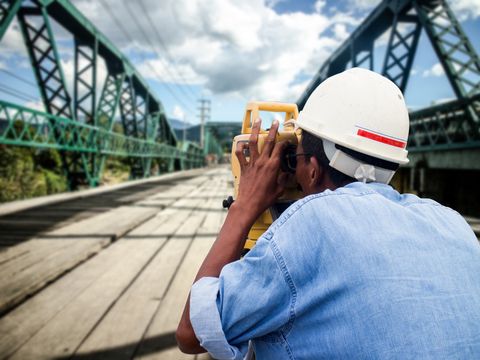 Surveyor engineer on the Bridge